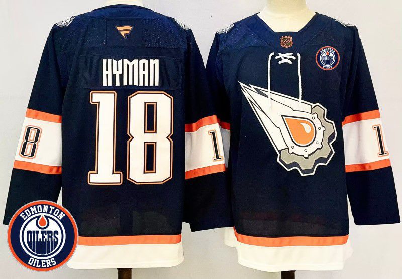 Men Edmonton Oilers 18 Hyman Drak Blue Fanatics 2025 NHL Jersey style 1